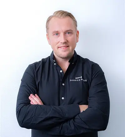 Anton Lejon projektledare på Saneco Bygg AB på Lidingö i Stockholm.